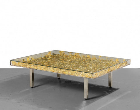 Table feuilles d'or Yves Klein